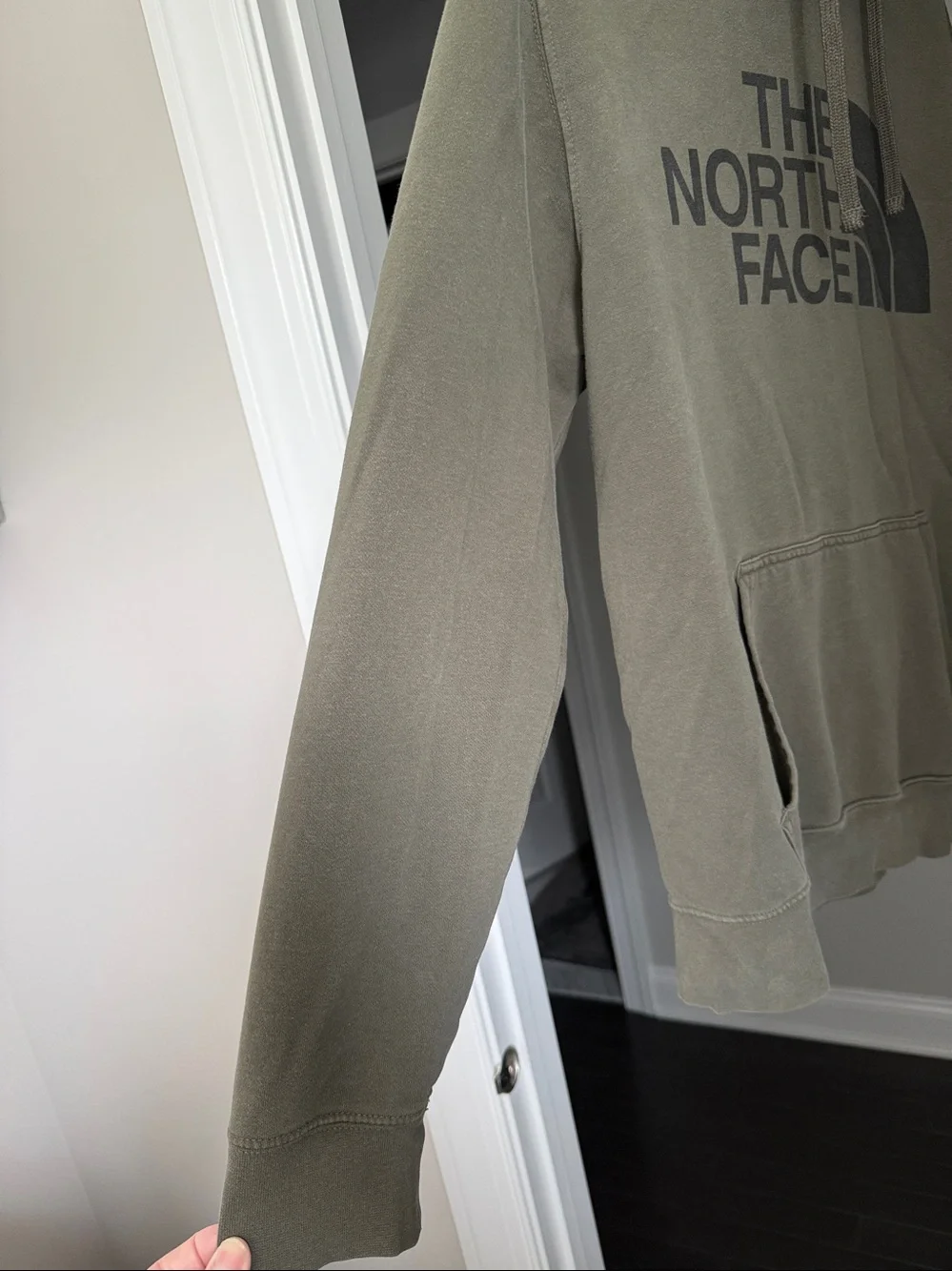 The North Face Men's Olive Green Crewneck Hoodie with Logo